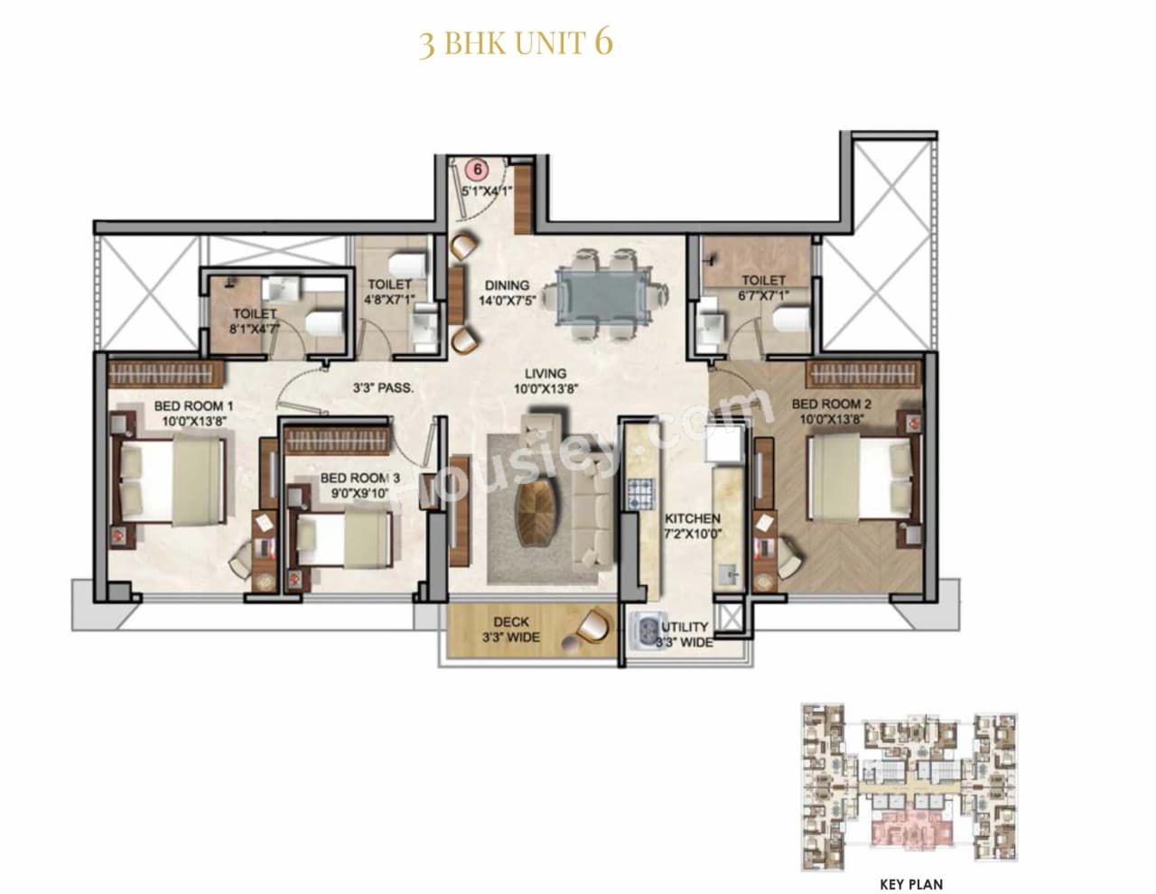 Unit plan - 967 sq.ft.