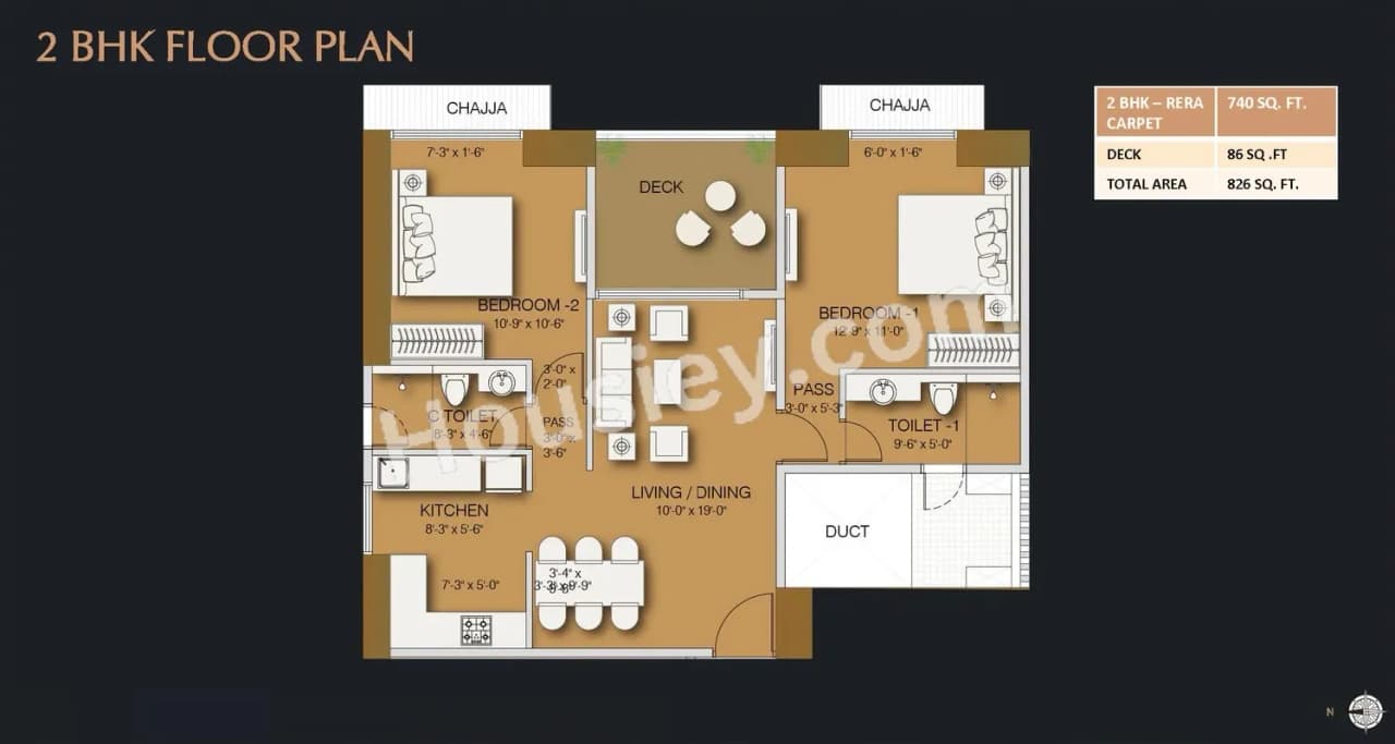 Unit plan - 826 sq.ft.
