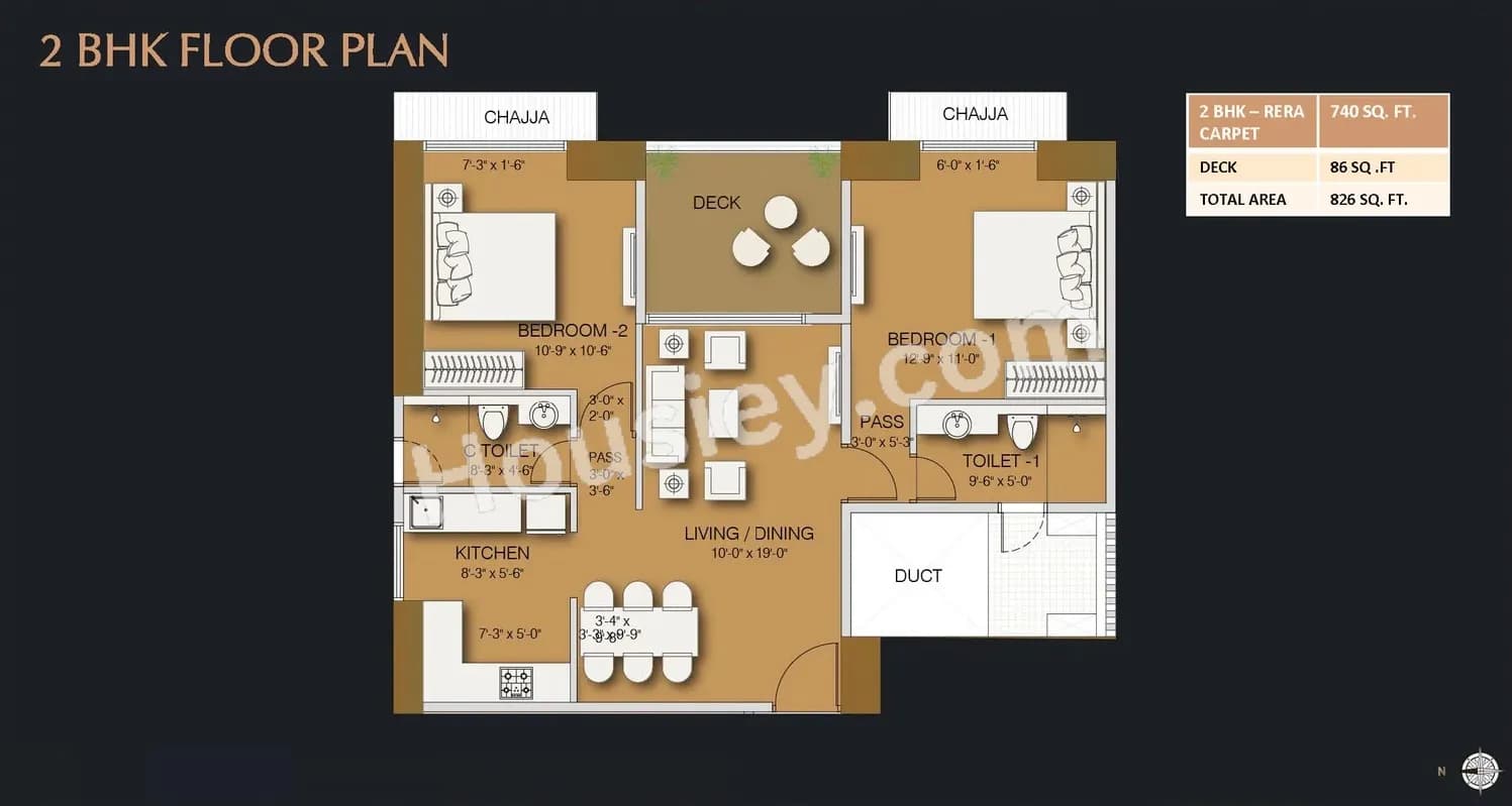 Unit plan - 826 sq.ft.