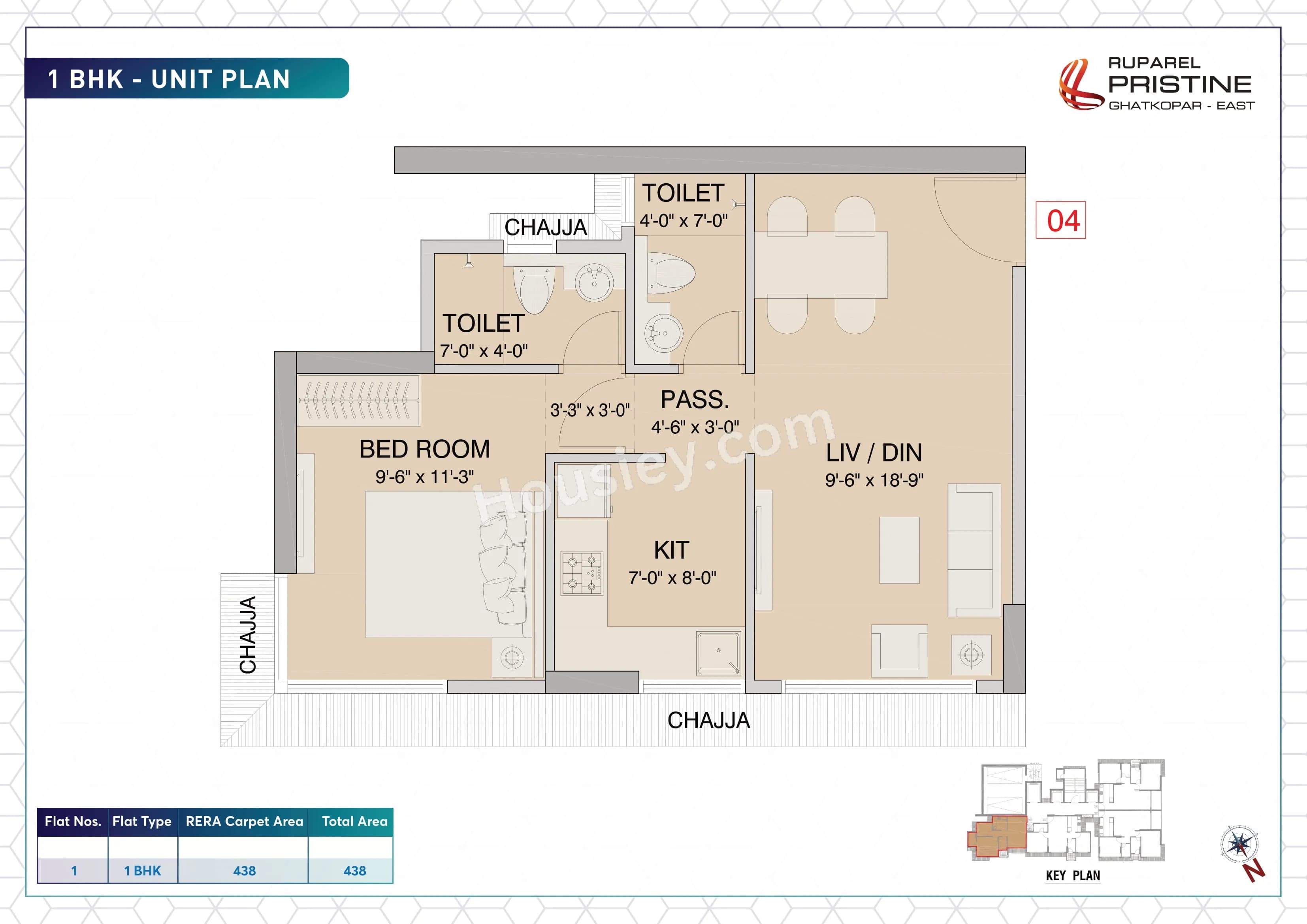 Unit plan - 438 sq.ft.