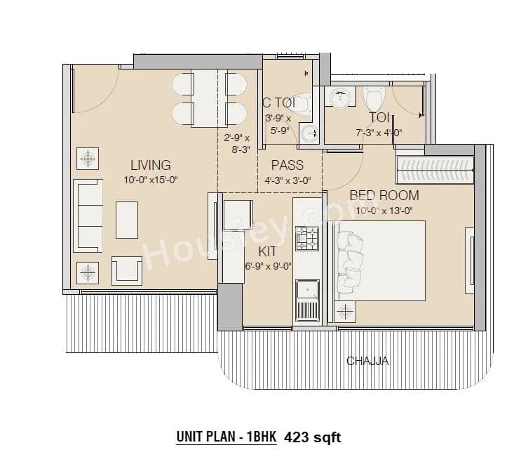 Unit plan - 423 sq.ft.