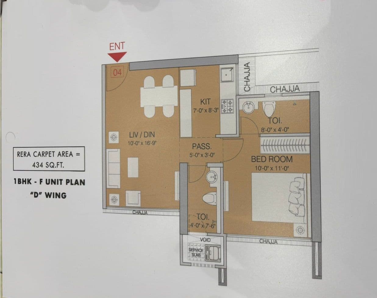Unit plan - 434 sq.ft.