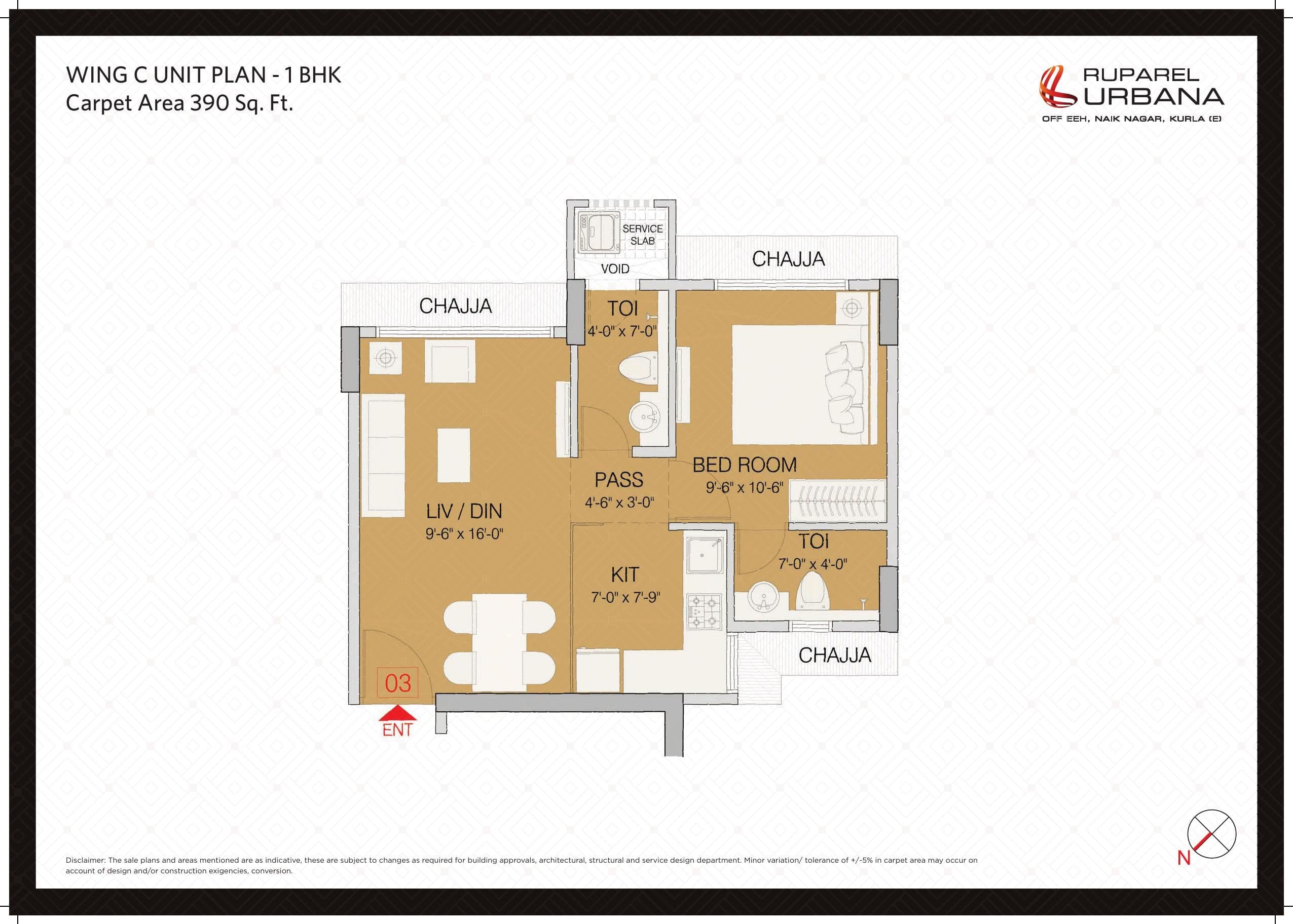 Unit plan - 390 sq.ft.