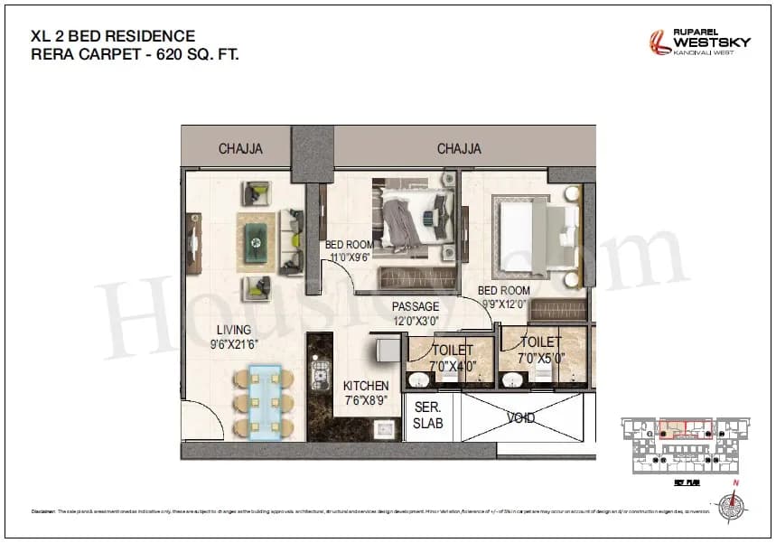 Unit plan - 620 sq.ft.