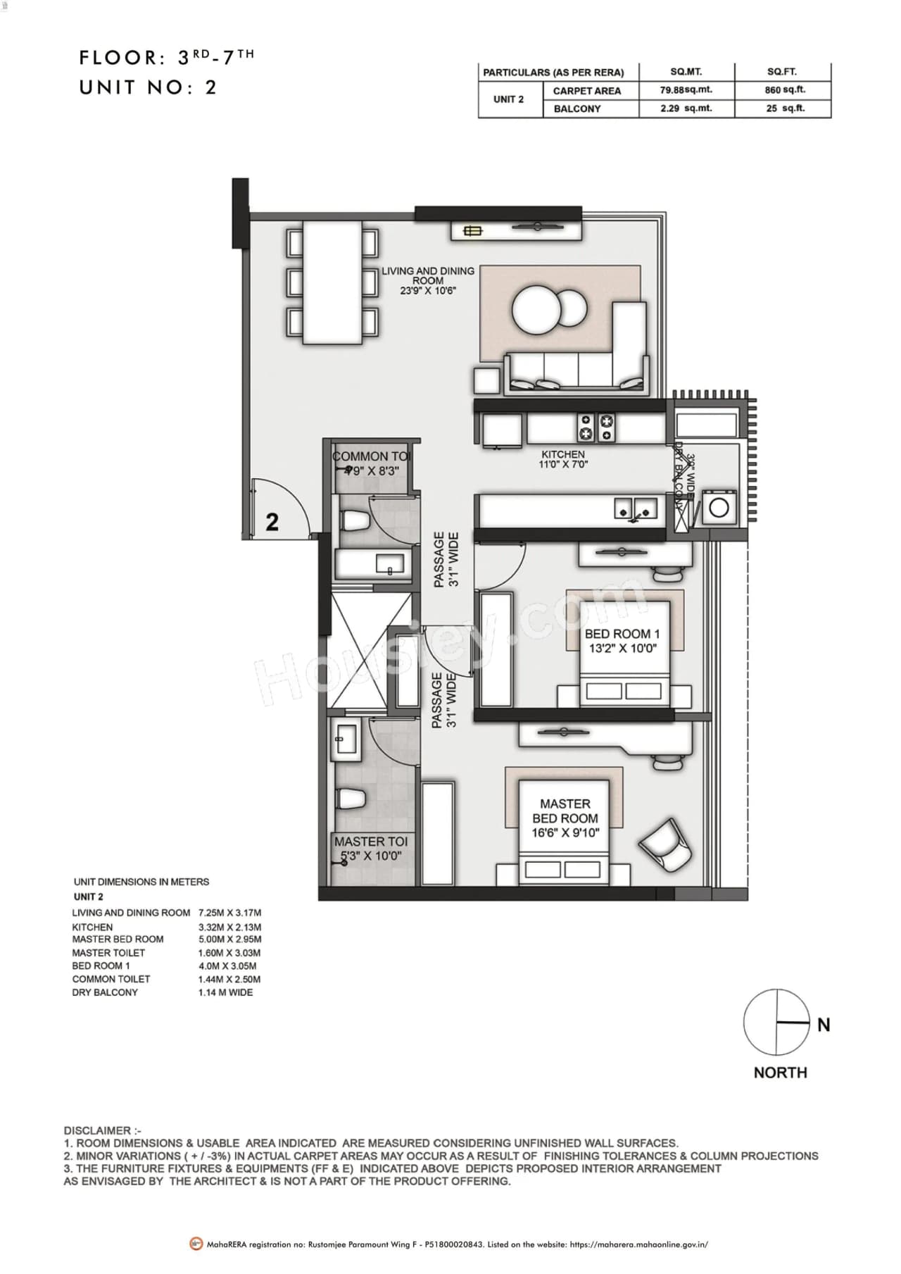 Unit plan - 885 sq.ft.