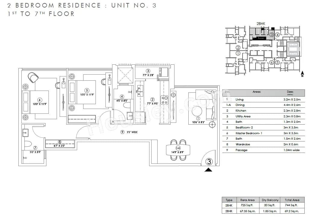 Unit plan - 745 sq.ft.