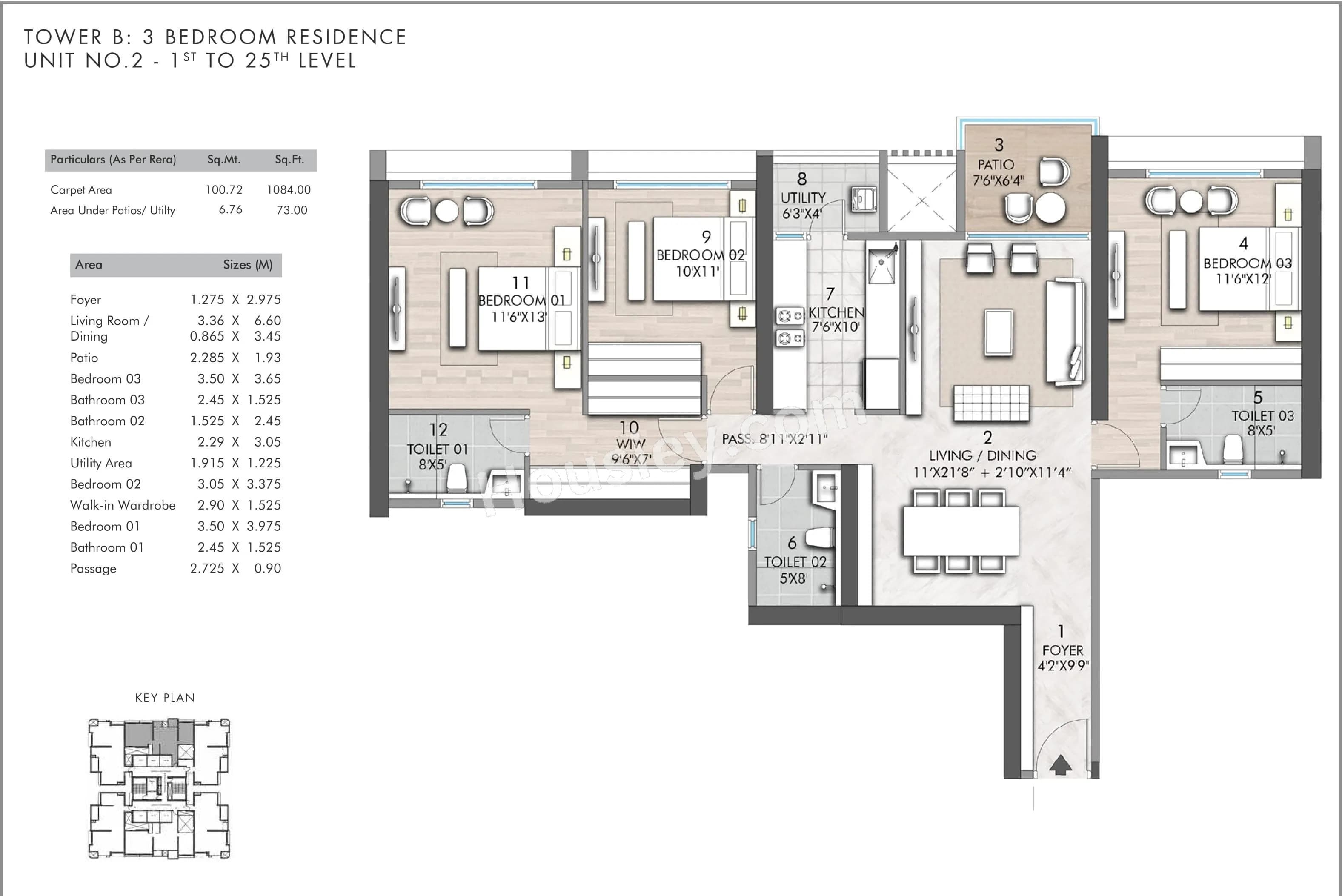 Unit plan - 1157 sq.ft.