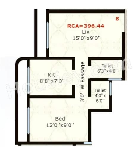 Unit plan - 396 sq.ft.