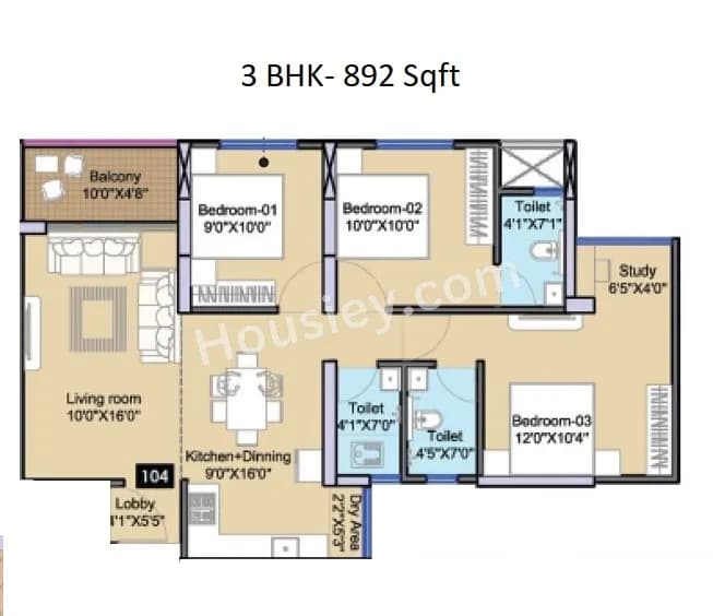 Unit plan - 891 sq.ft.