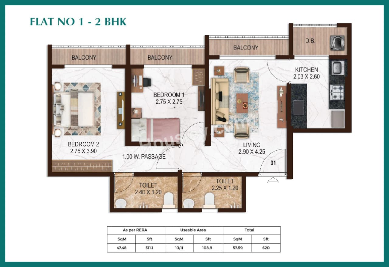 Unit plan - 620 sq.ft.
