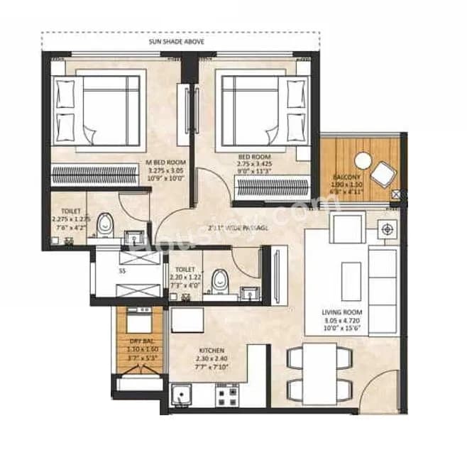 Unit plan - 595 sq.ft.