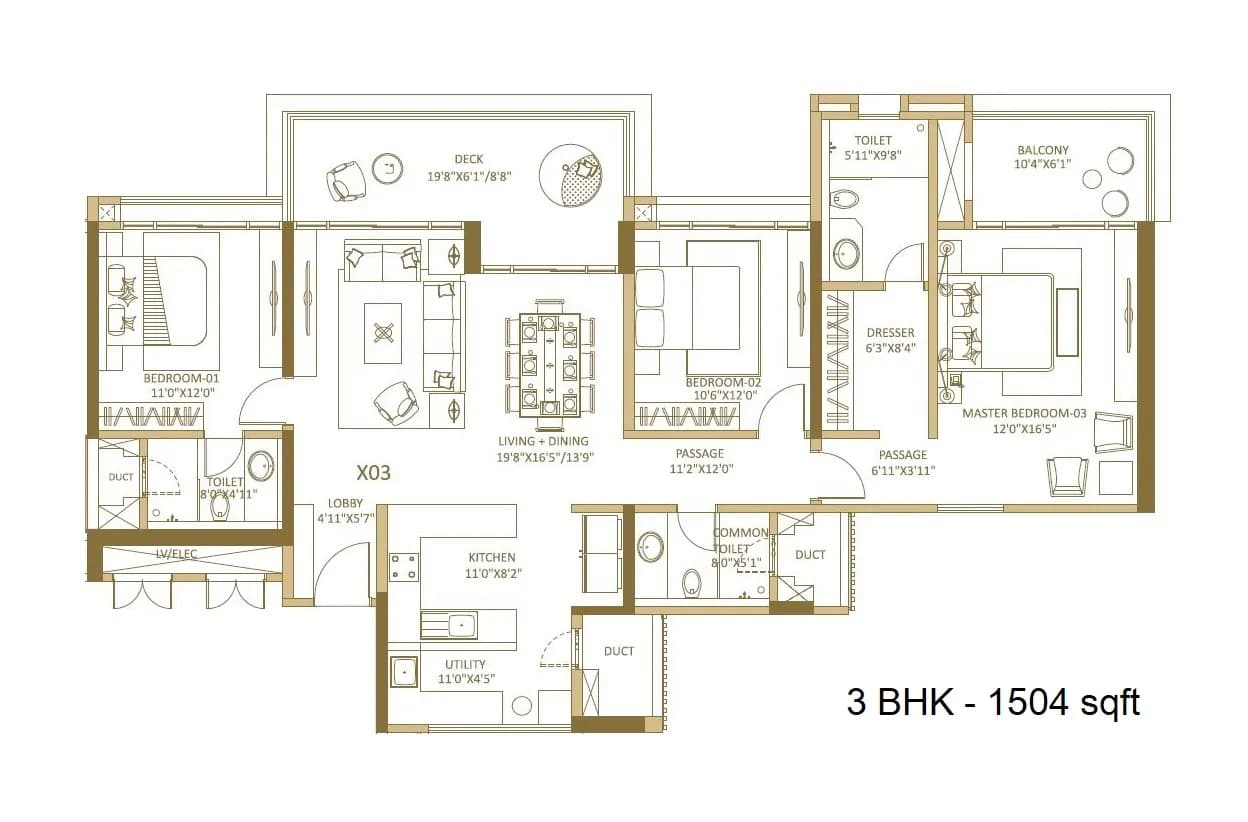 Unit plan - 1504 sq.ft.