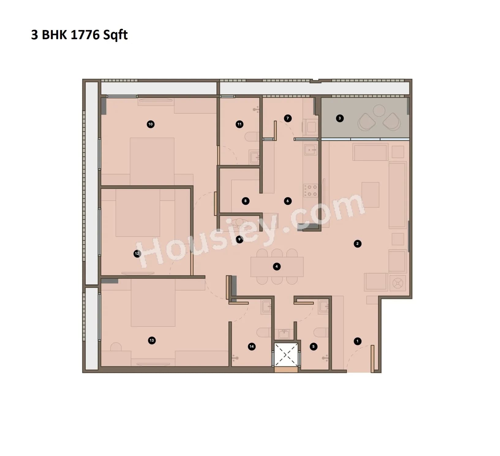 Unit plan - 1242 sq.ft.