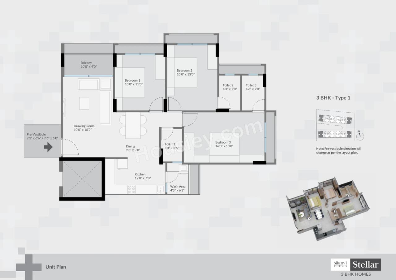 Unit plan - 960 sq.ft.