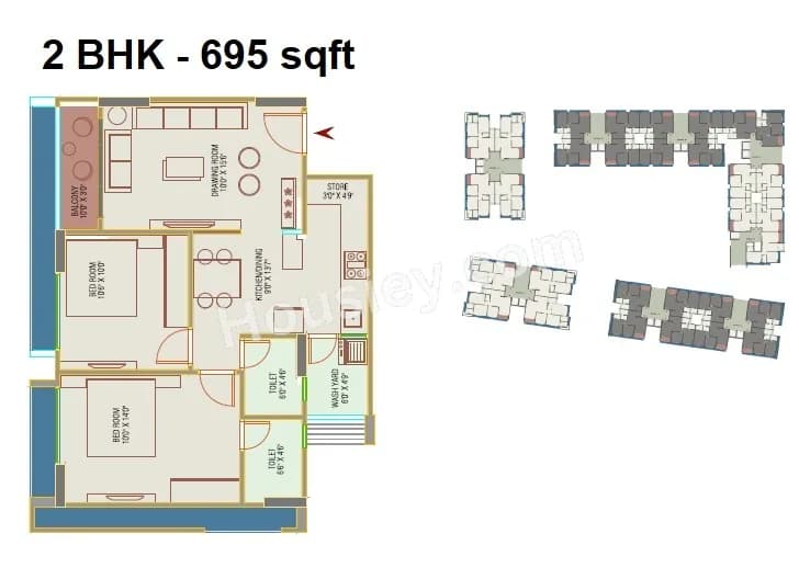 Unit plan - 695 sq.ft.