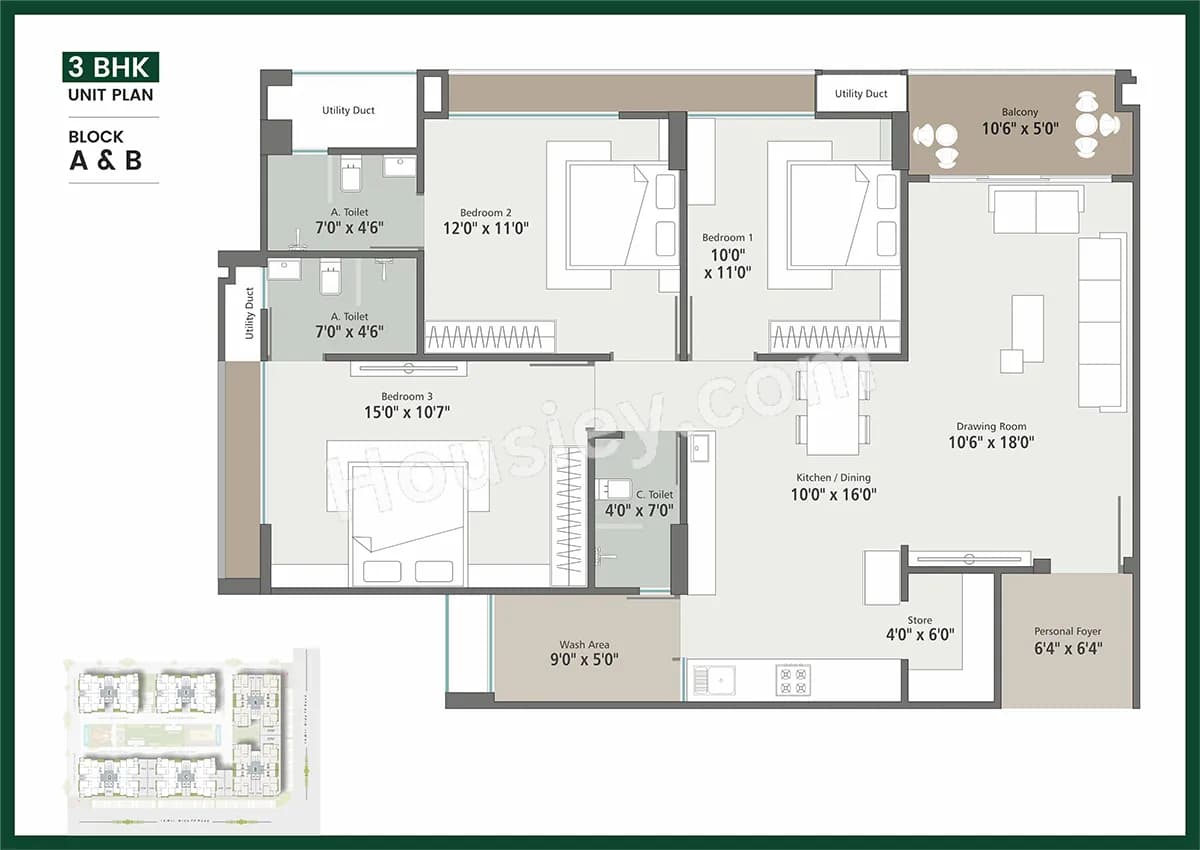 Unit plan - 1113 sq.ft.