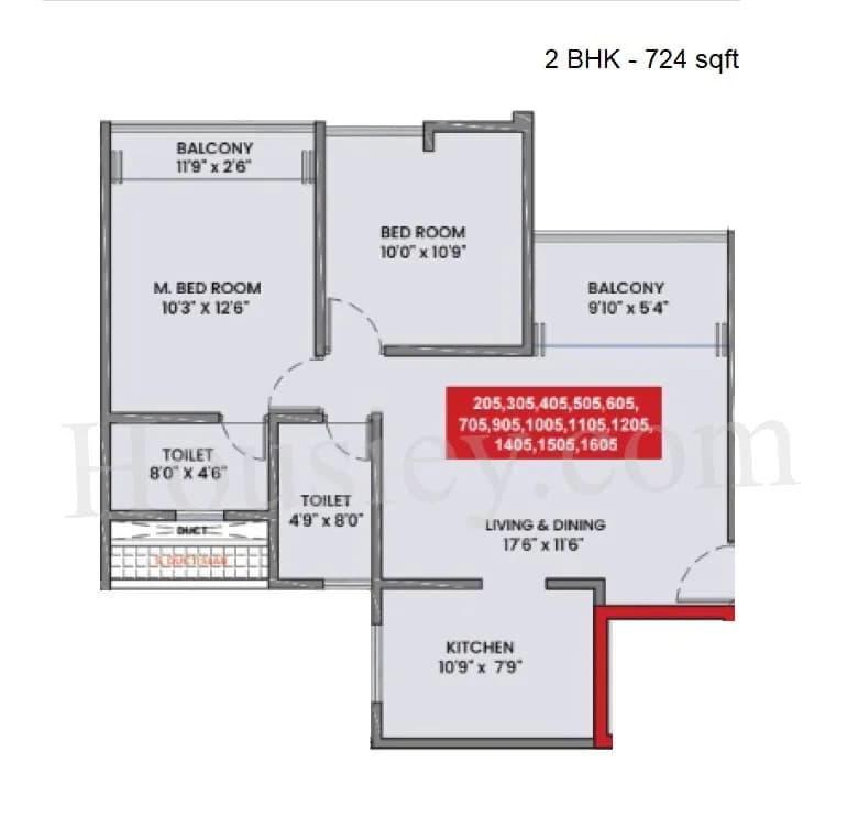 Unit plan - 724 sq.ft.