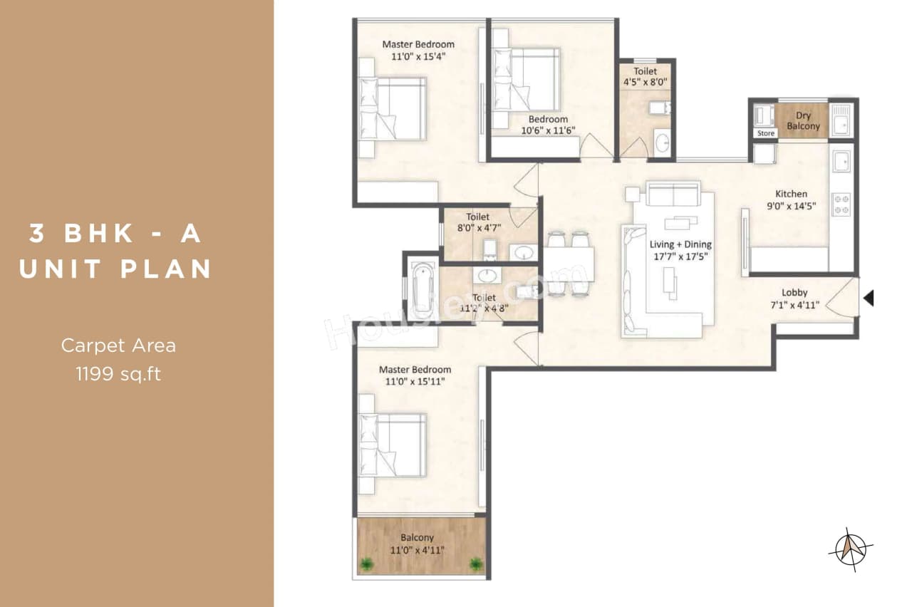 Unit plan - 1199 sq.ft.
