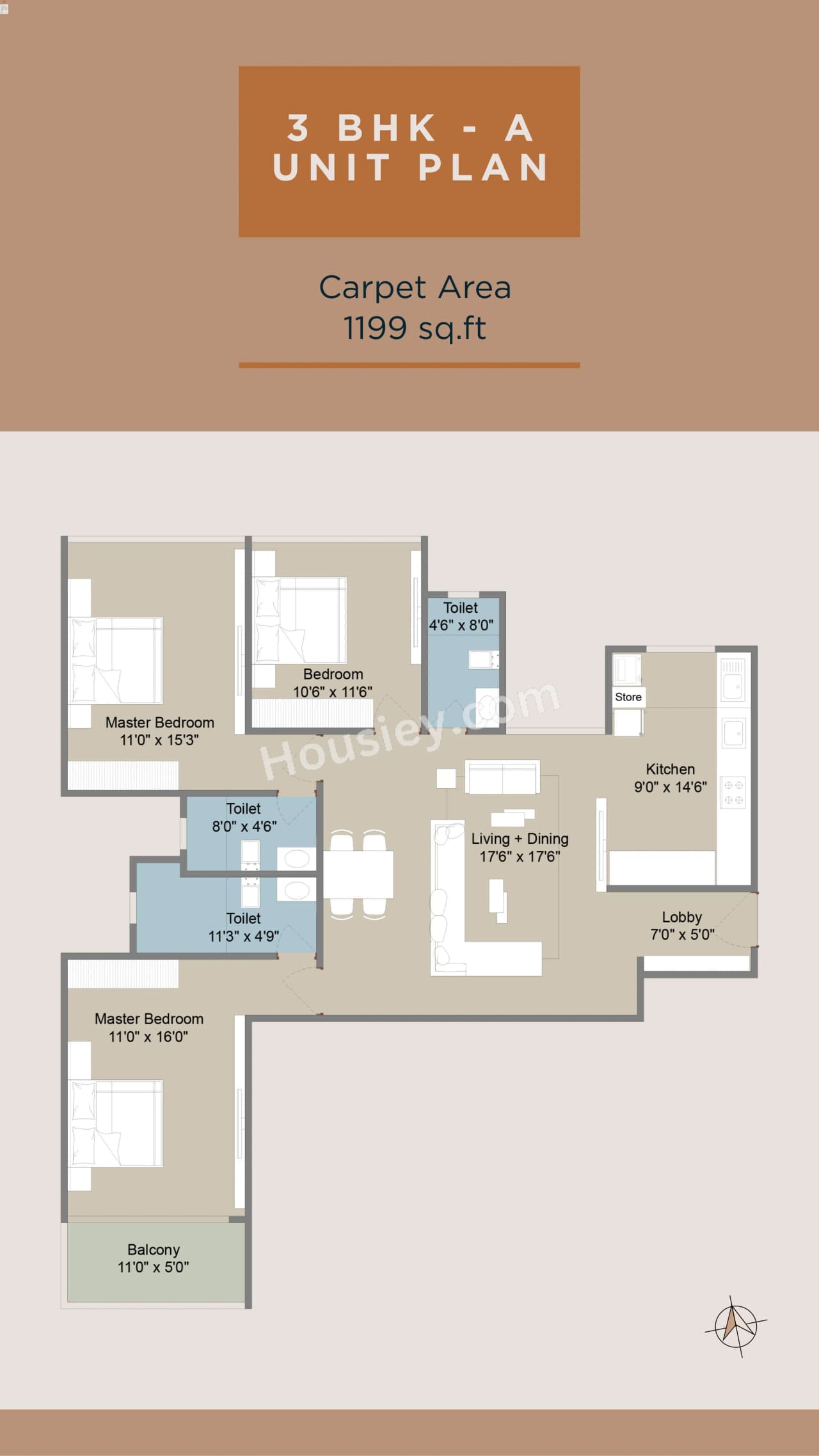 Unit plan - 1199 sq.ft.