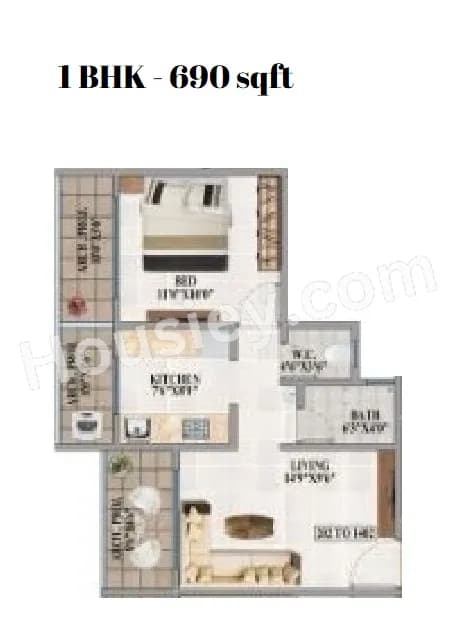 Unit plan - 690 sq.ft.