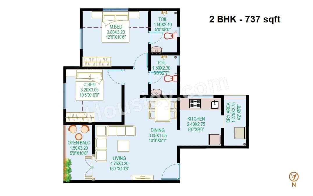 Unit plan - 737 sq.ft.