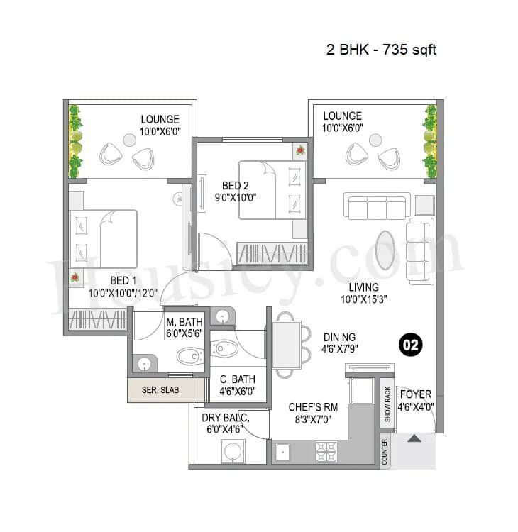 Unit plan - 735 sq.ft.