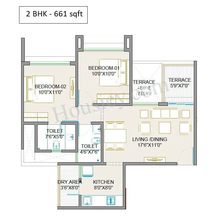 Unit plan - 661 sq.ft.