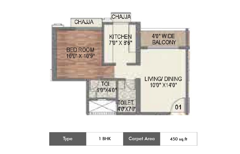 Unit plan - 450 sq.ft.