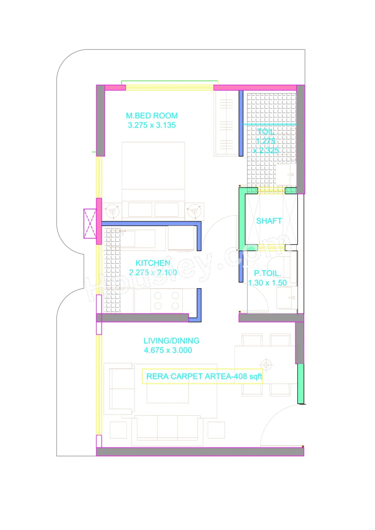 Unit plan - 408 sq.ft.