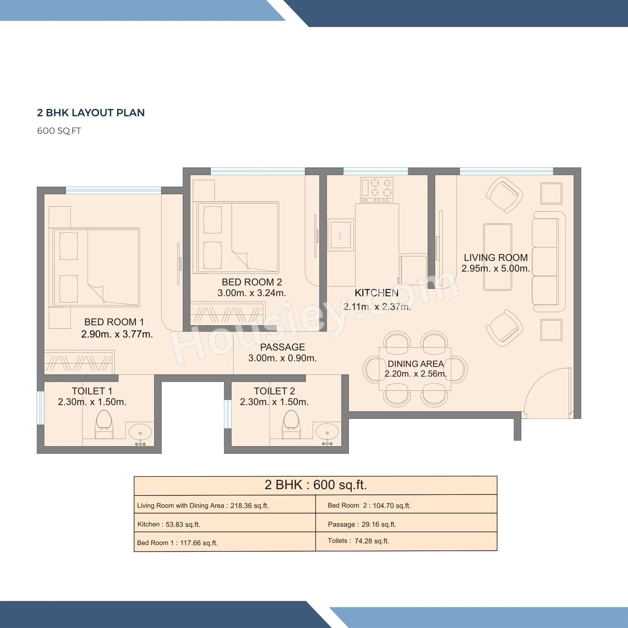 Unit plan - 600 sq.ft.