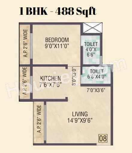 Unit plan - 488 sq.ft.