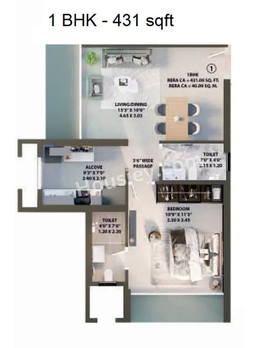 Unit plan - 431 sq.ft.