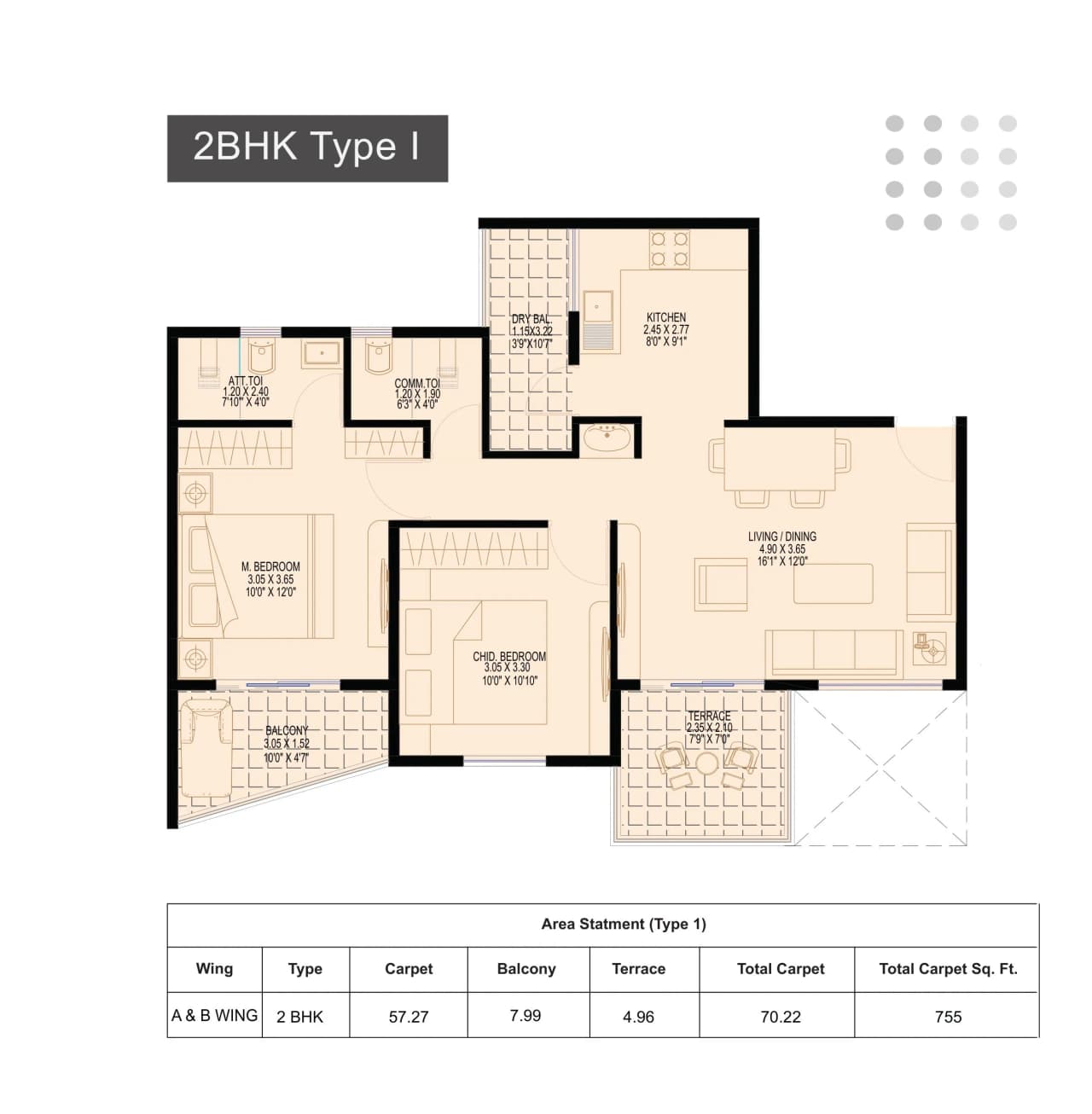Unit plan - 755 sq.ft.