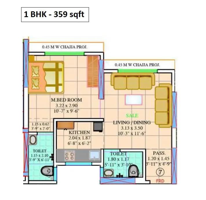 Unit plan - 359 sq.ft.