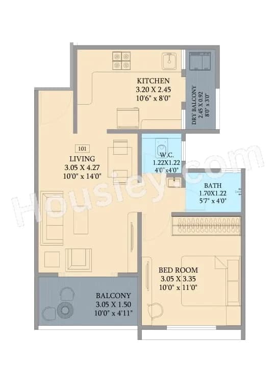 Unit plan - 504 sq.ft.