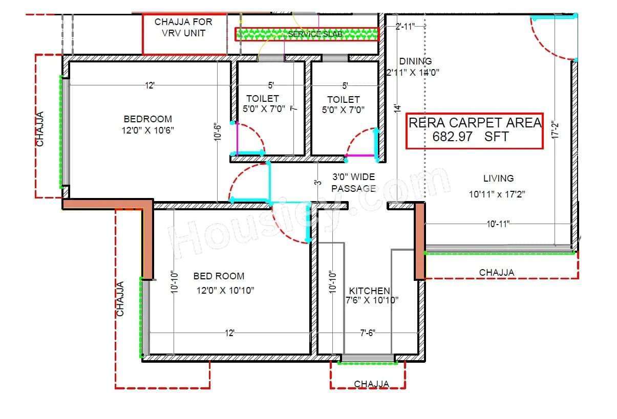 Unit plan - 682 sq.ft.