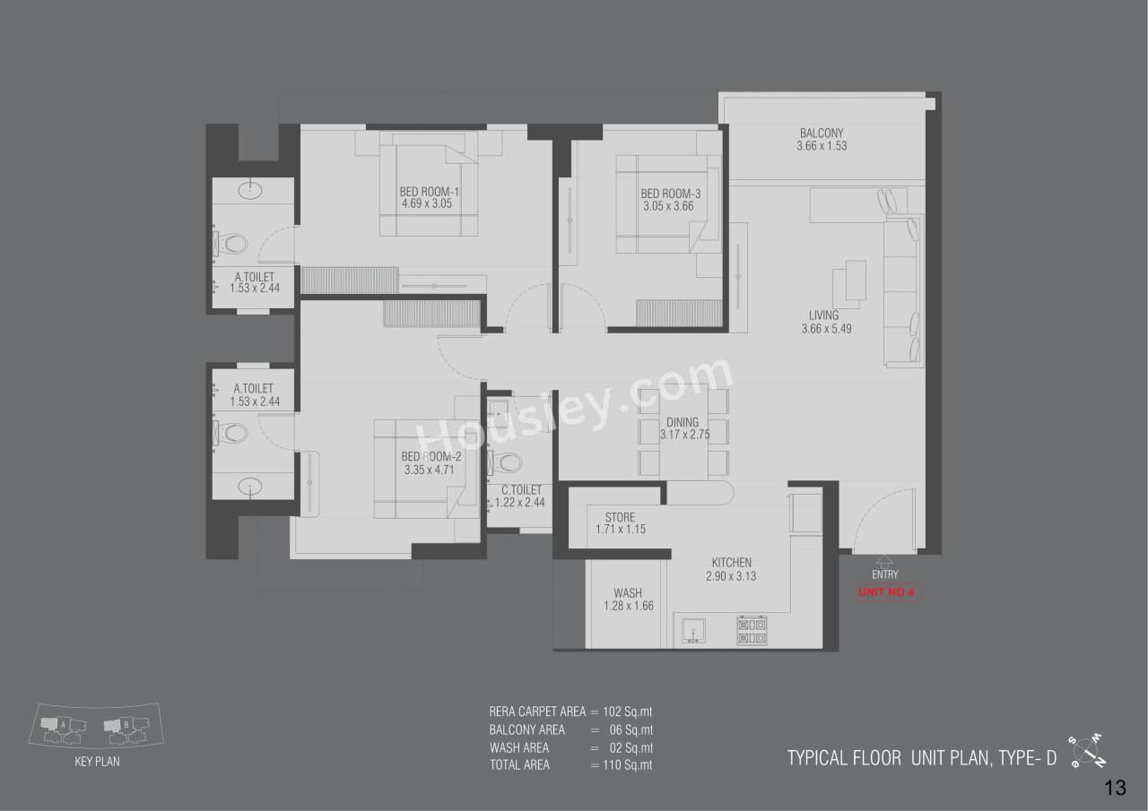 Unit plan - 1200 sq.ft.