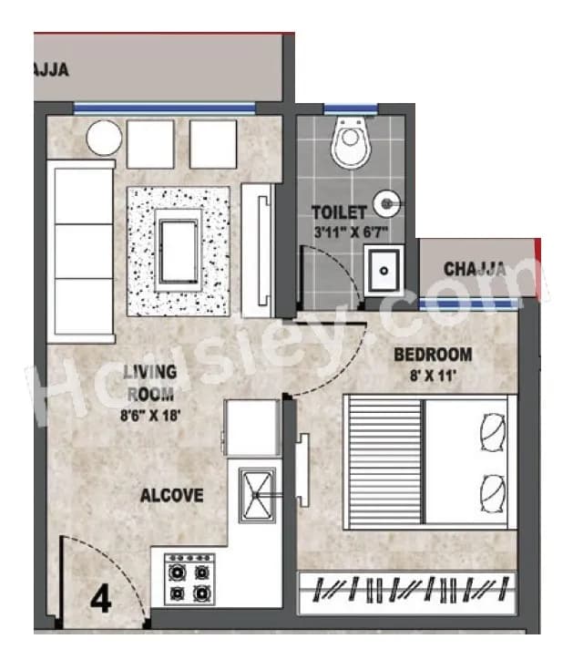 Unit plan - 280 sq.ft.