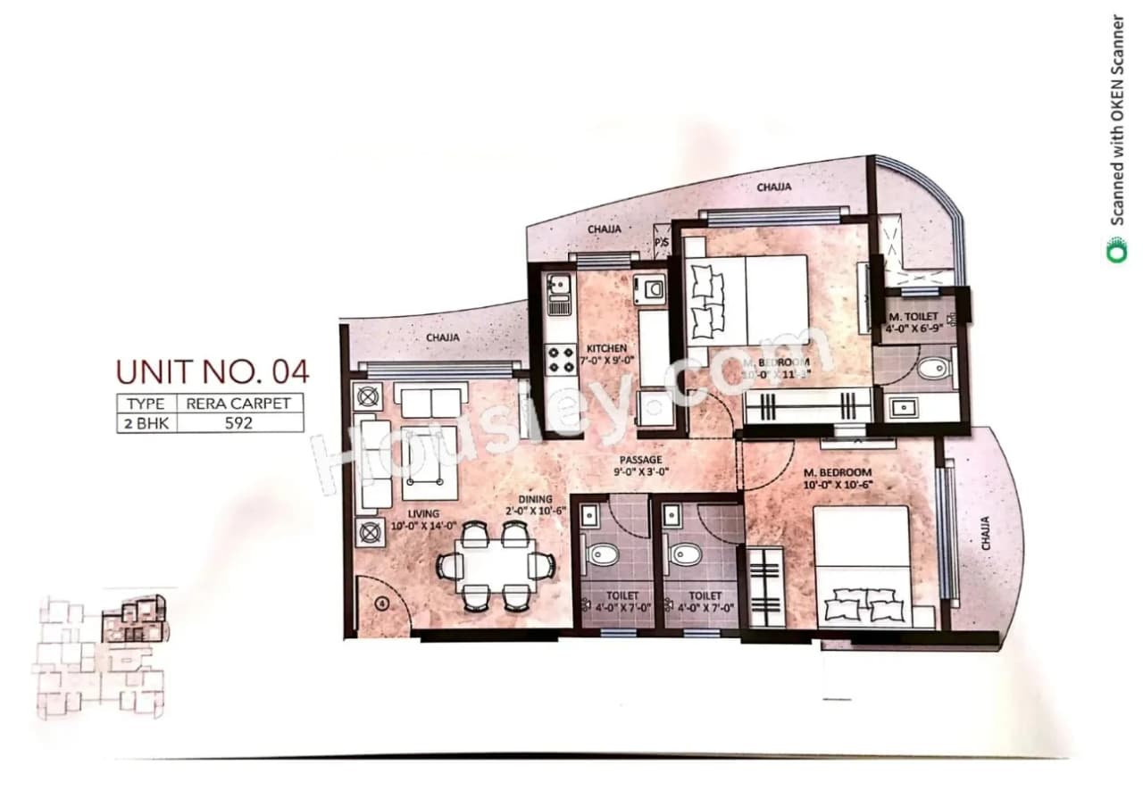 Unit plan - 592 sq.ft.
