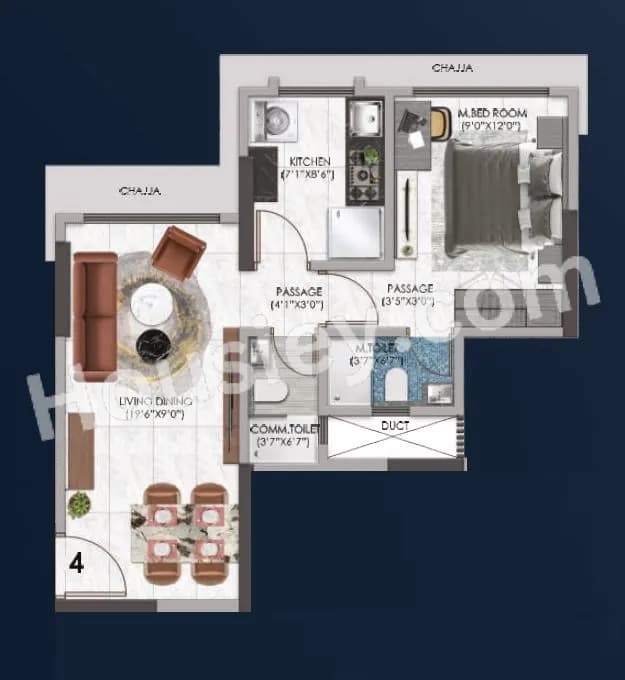 Unit plan - 437 sq.ft.