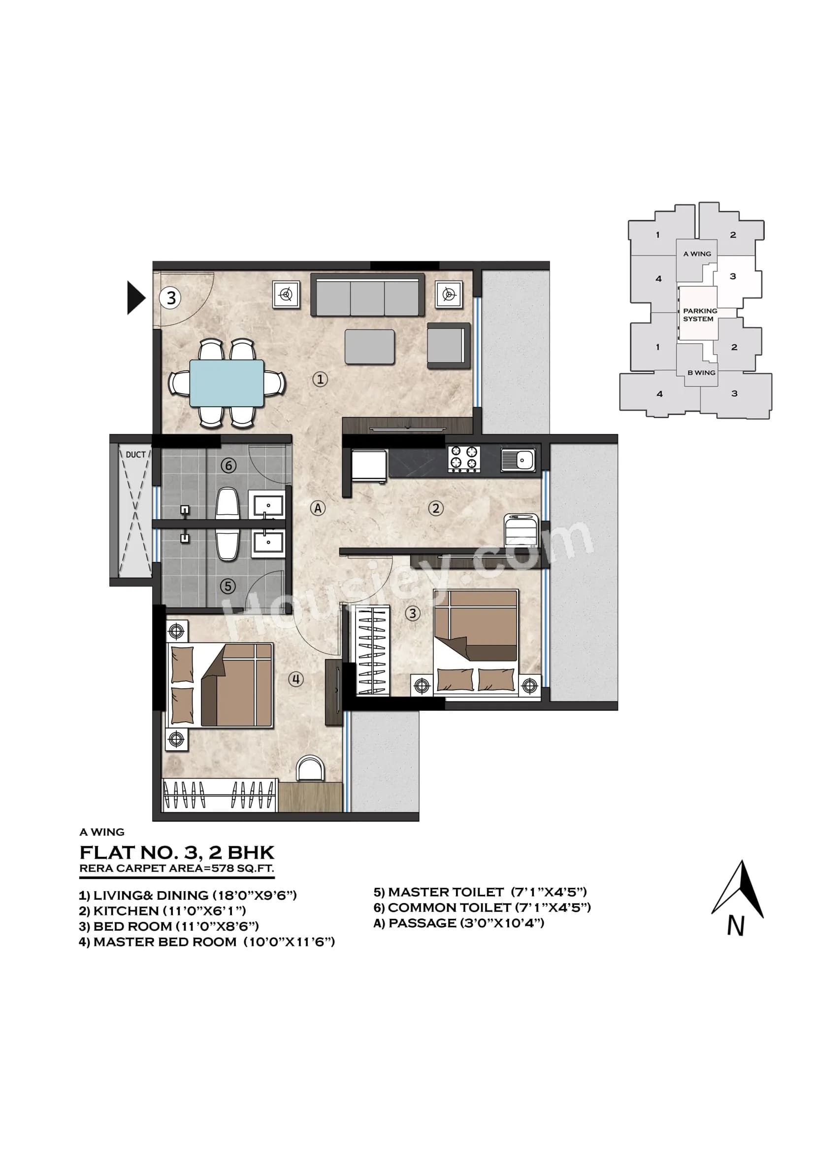 Unit plan - 578 sq.ft.