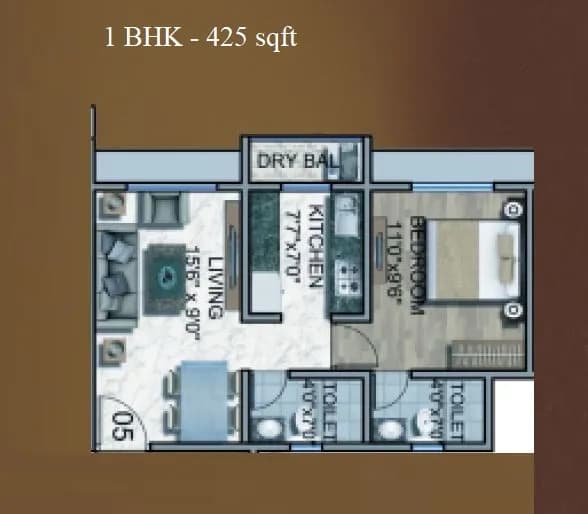 Unit plan - 425 sq.ft.