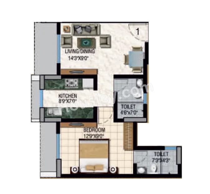 Unit plan - 416 sq.ft.
