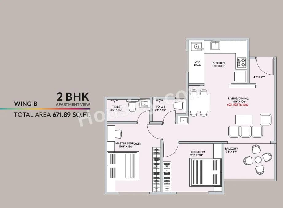 Unit plan - 672 sq.ft.