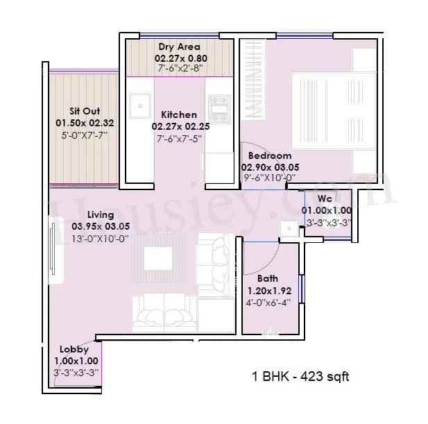 Unit plan - 423 sq.ft.