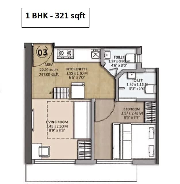 Unit plan - 321 sq.ft.