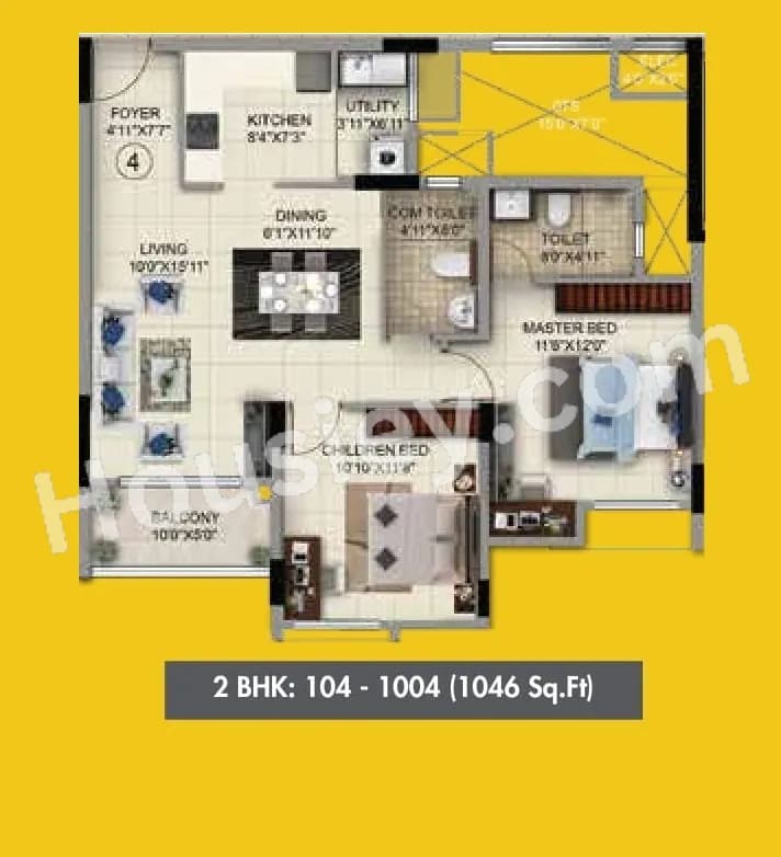 Unit plan - 745 sq.ft.