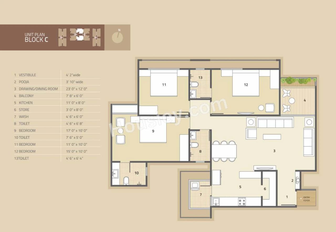 Unit plan - 1100 sq.ft.