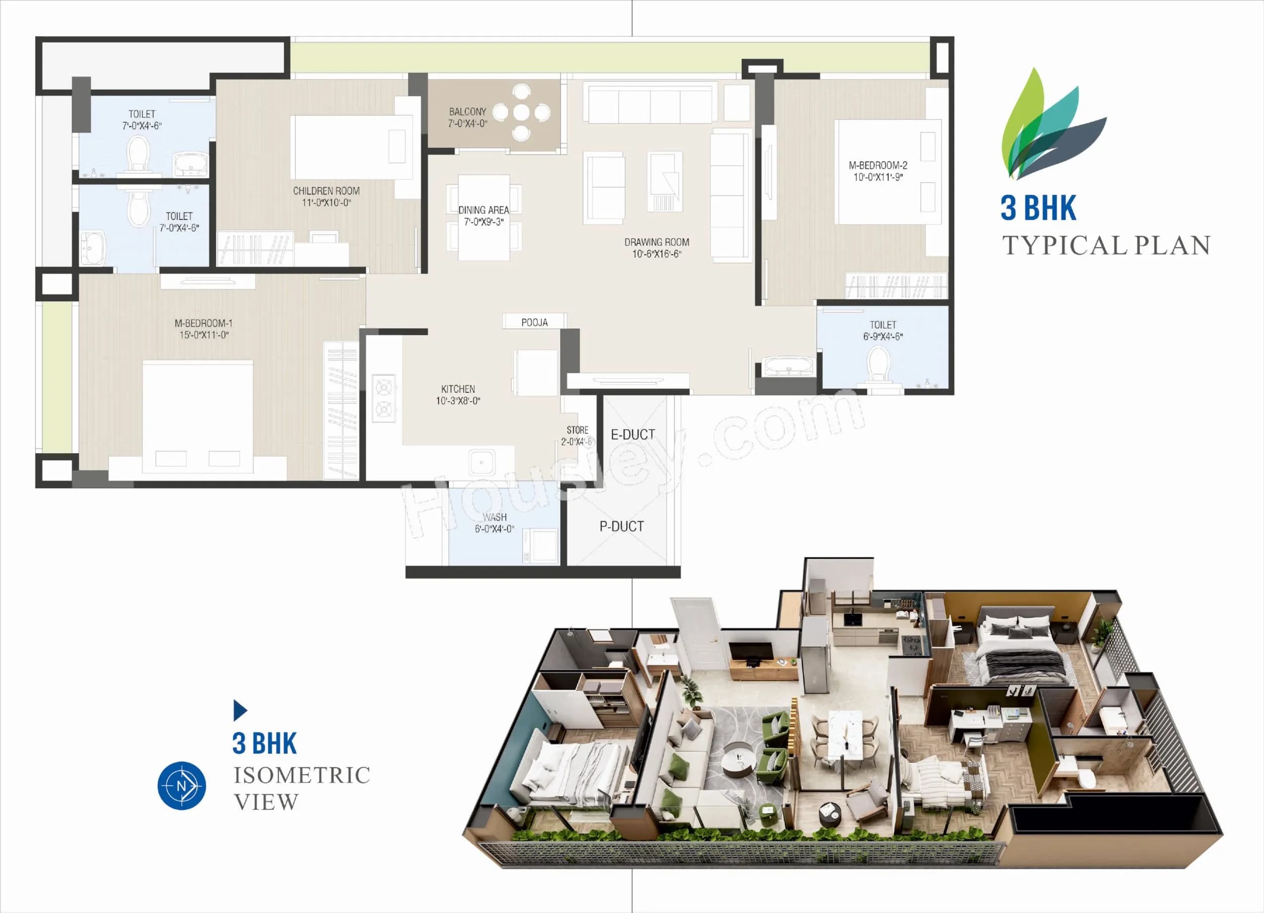 Unit plan - 963 sq.ft.