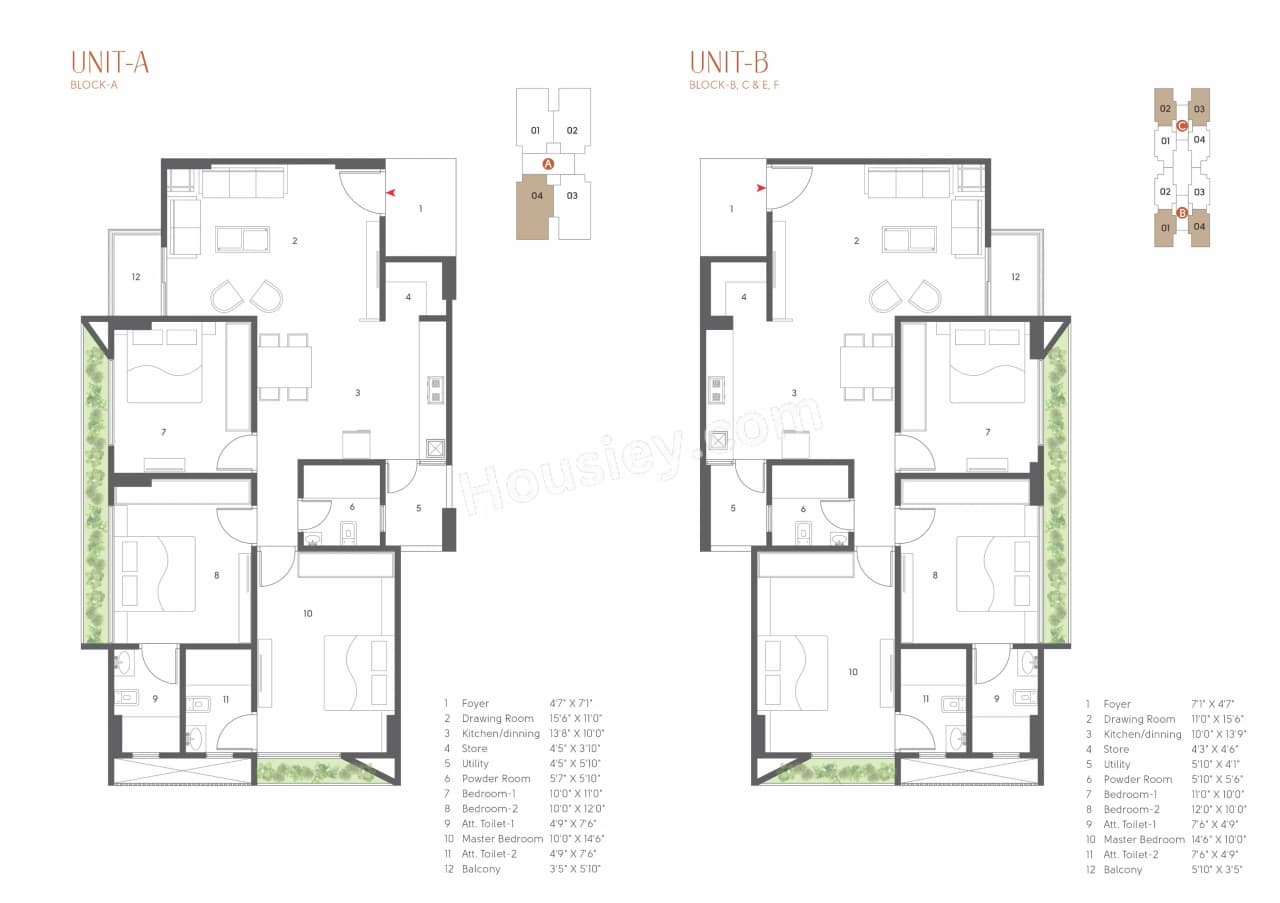 Unit plan - 965 sq.ft.